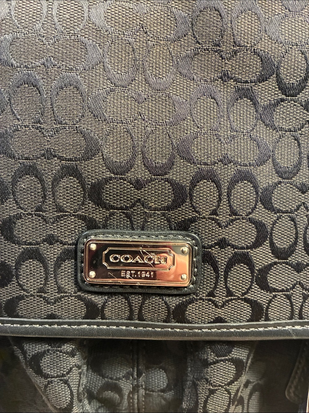 Genuine Coach Signature Jacquard Black Canvas Messenger Bag F70283  2011 - Picture 3 of 16